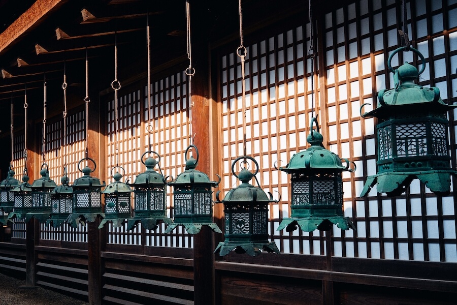 kasuga grand shrine luz sol dia japon copia